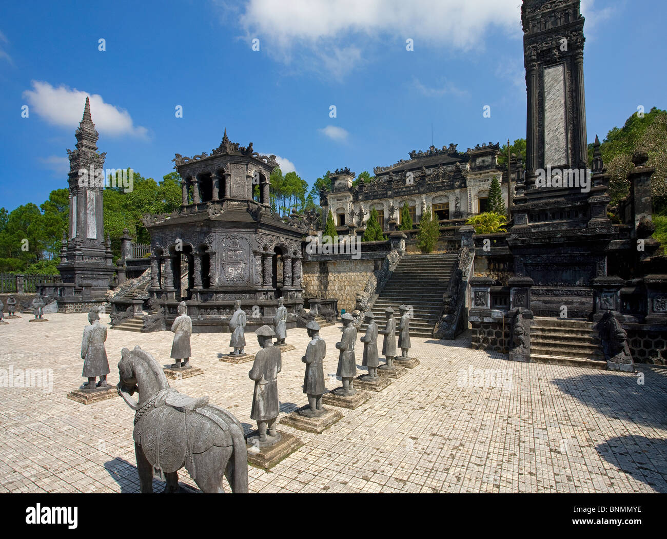Vietnam Asia Far East Gee up mausoleum Khai Dinh figures stone figures travel place of interest landmark Stock Photo