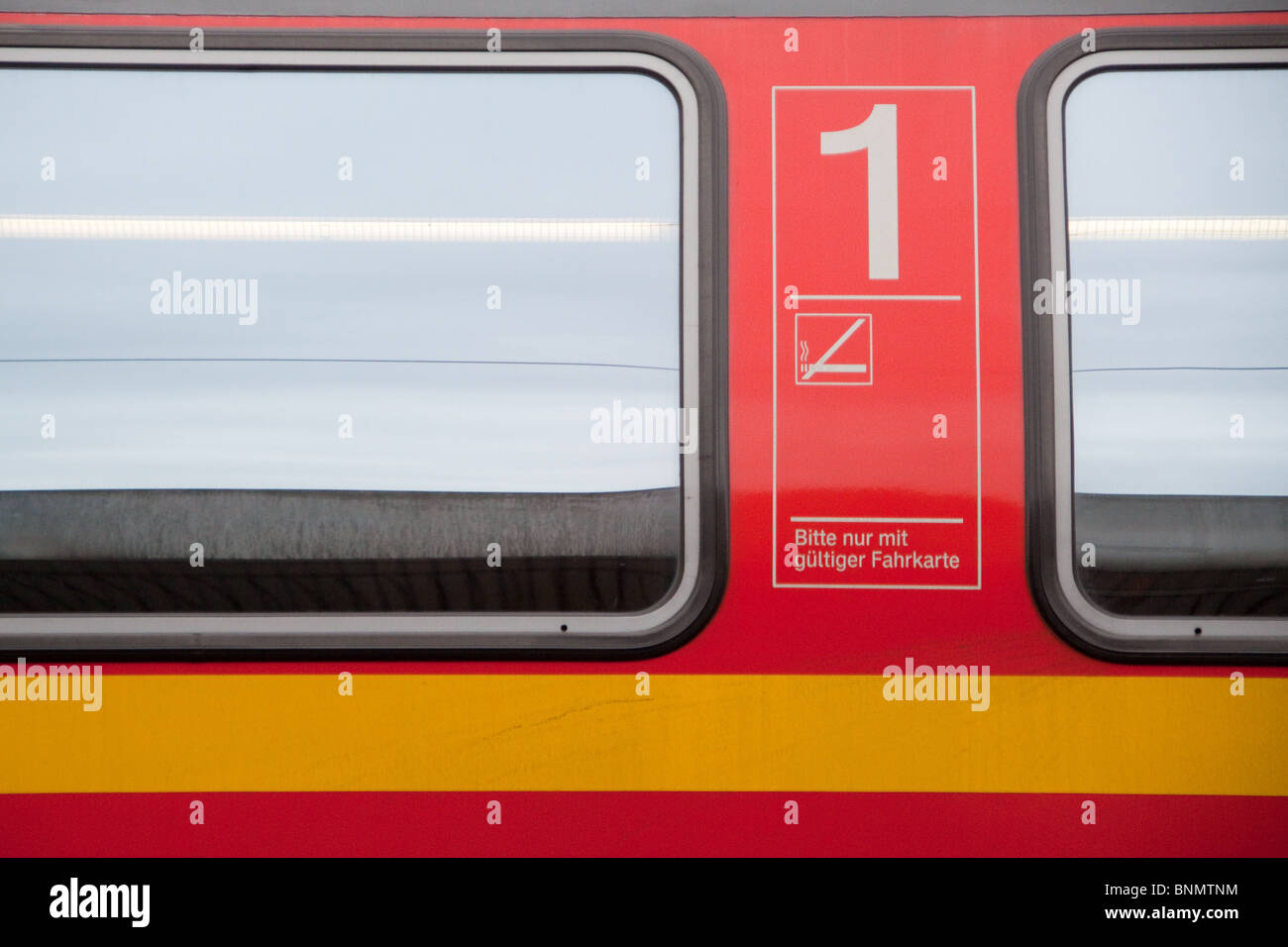 German Deutsche Bahn First Class rail carriage Stock Photo