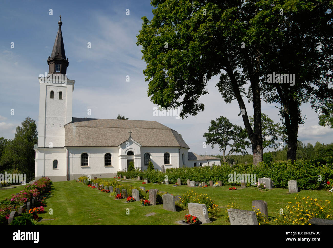 Church and graveyard of Glava, Arvika Municipality, Värmland County, Sweden Stock Photo