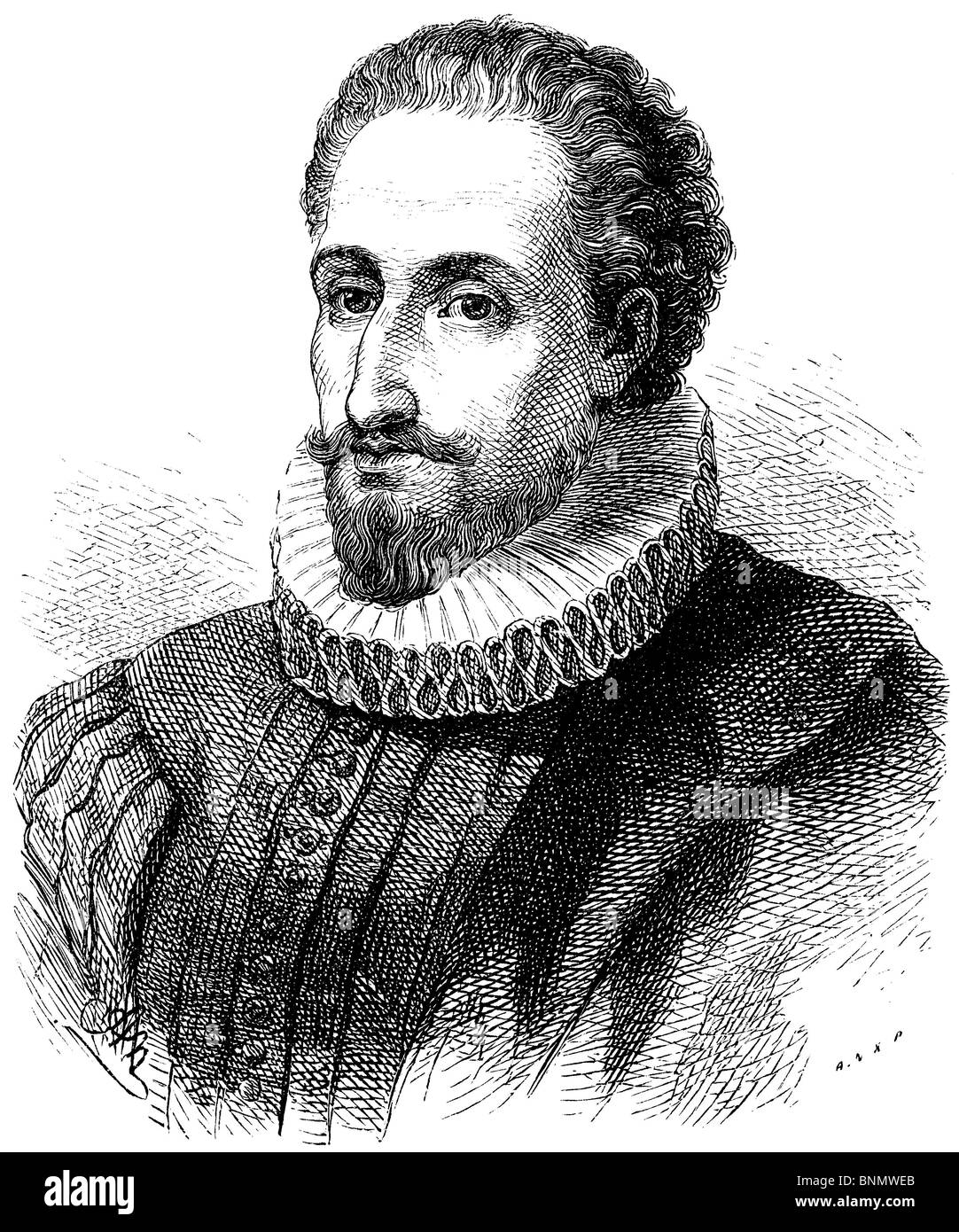 Miguel de Cervantes Saavedra (1547 - 1616), Spanish novelist, poet, and playwright Stock Photo