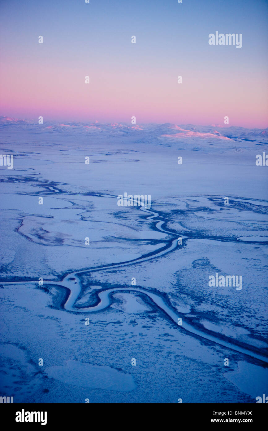 Aerial view of the Noatak River valley and the Baird Mountains just