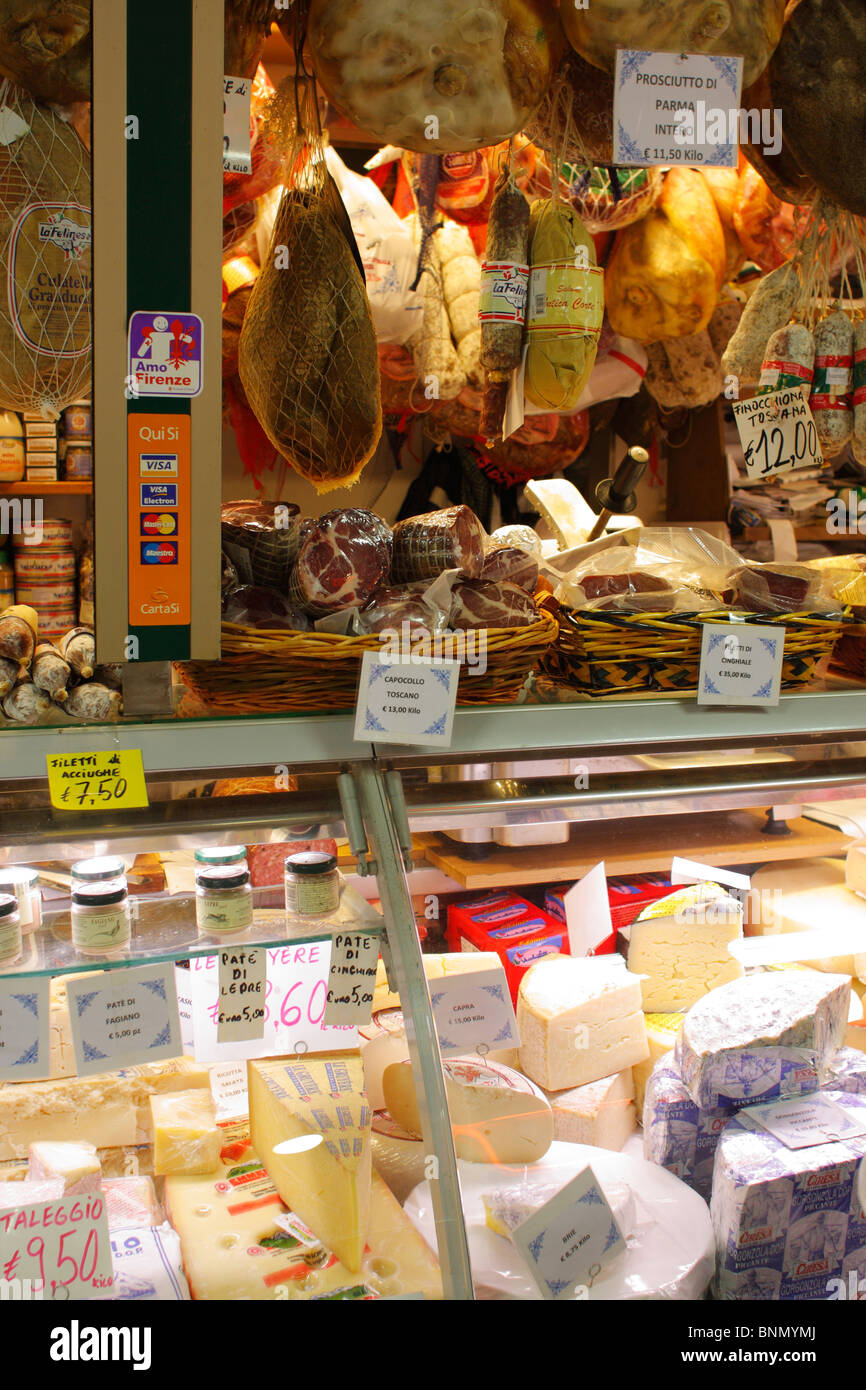 Ham and cheese, market, Florence, Italy Stock Photo