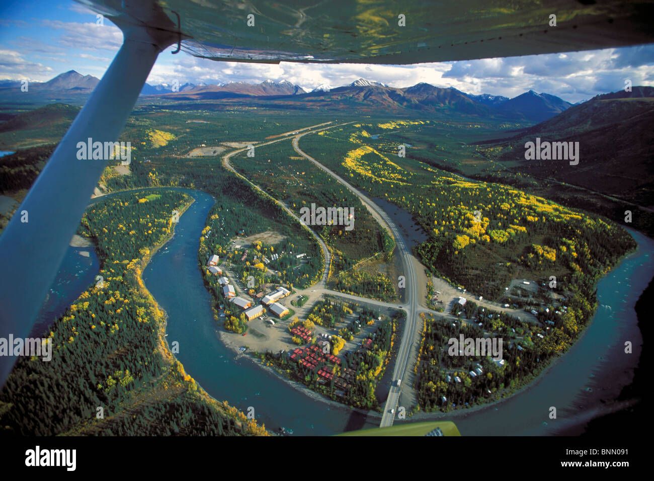 Nenana River near Parks Highway Alaska aerial scenic Stock Photo Alamy