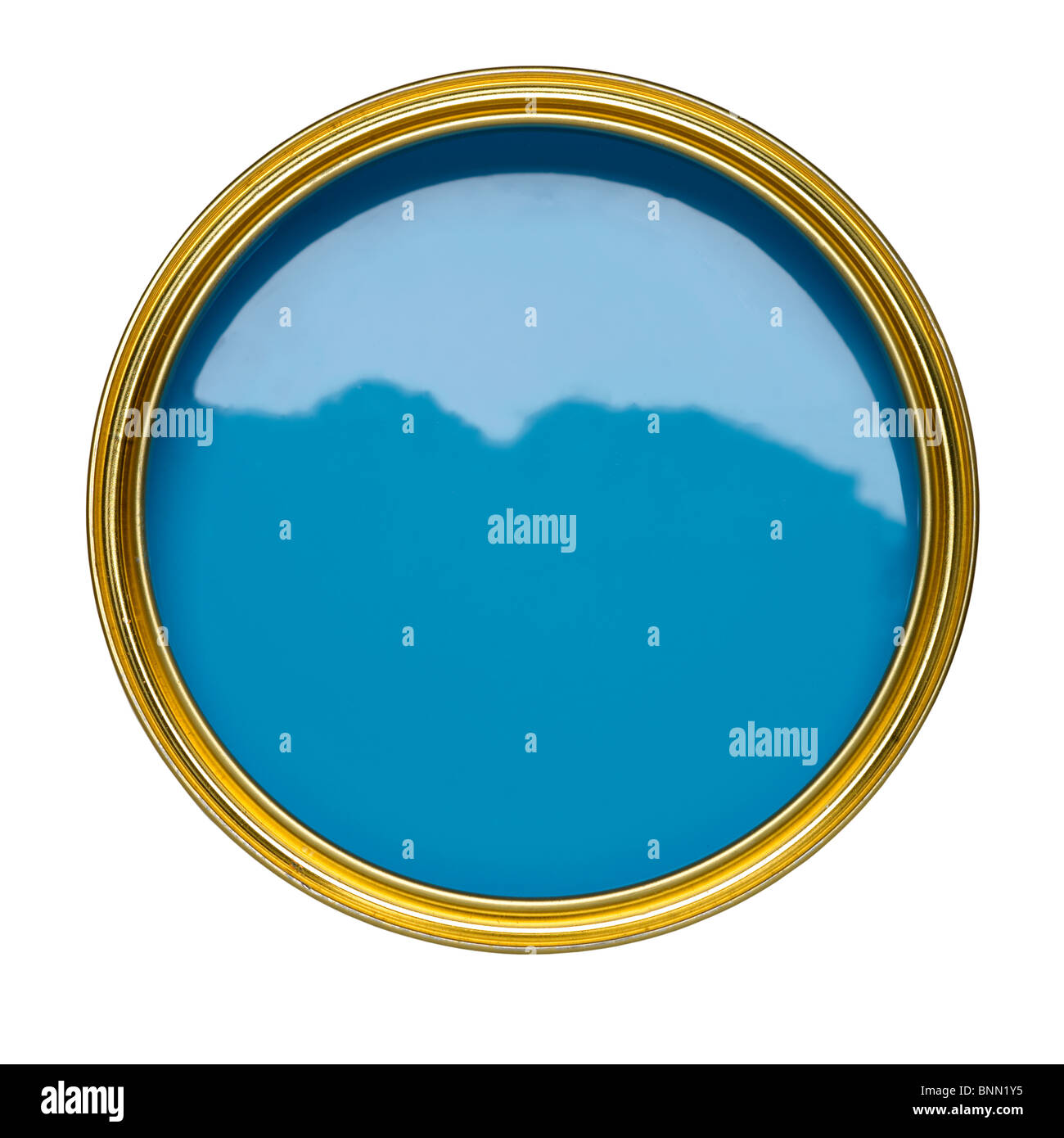 BRIGHT BLUE PAINT TIN CAN OPEN Stock Photo Alamy