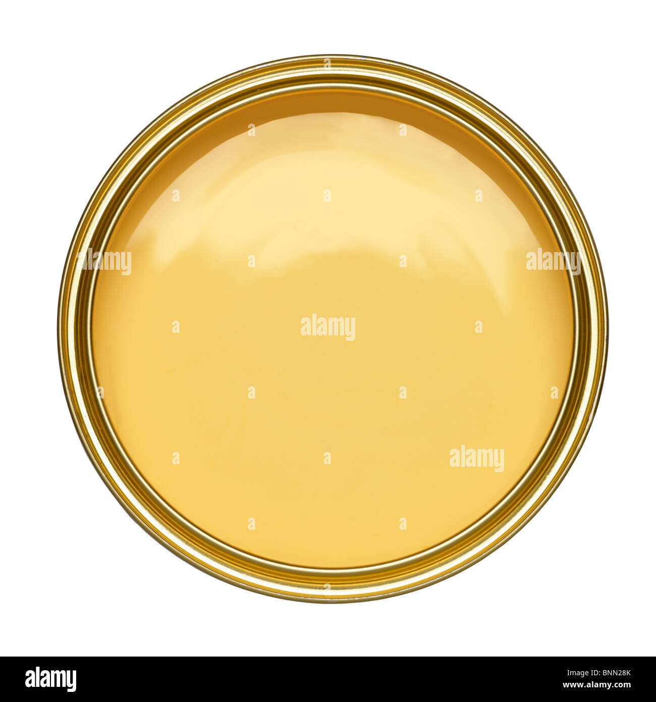 PALE YELLOW PAINT TIN CAN OPEN Stock Photo