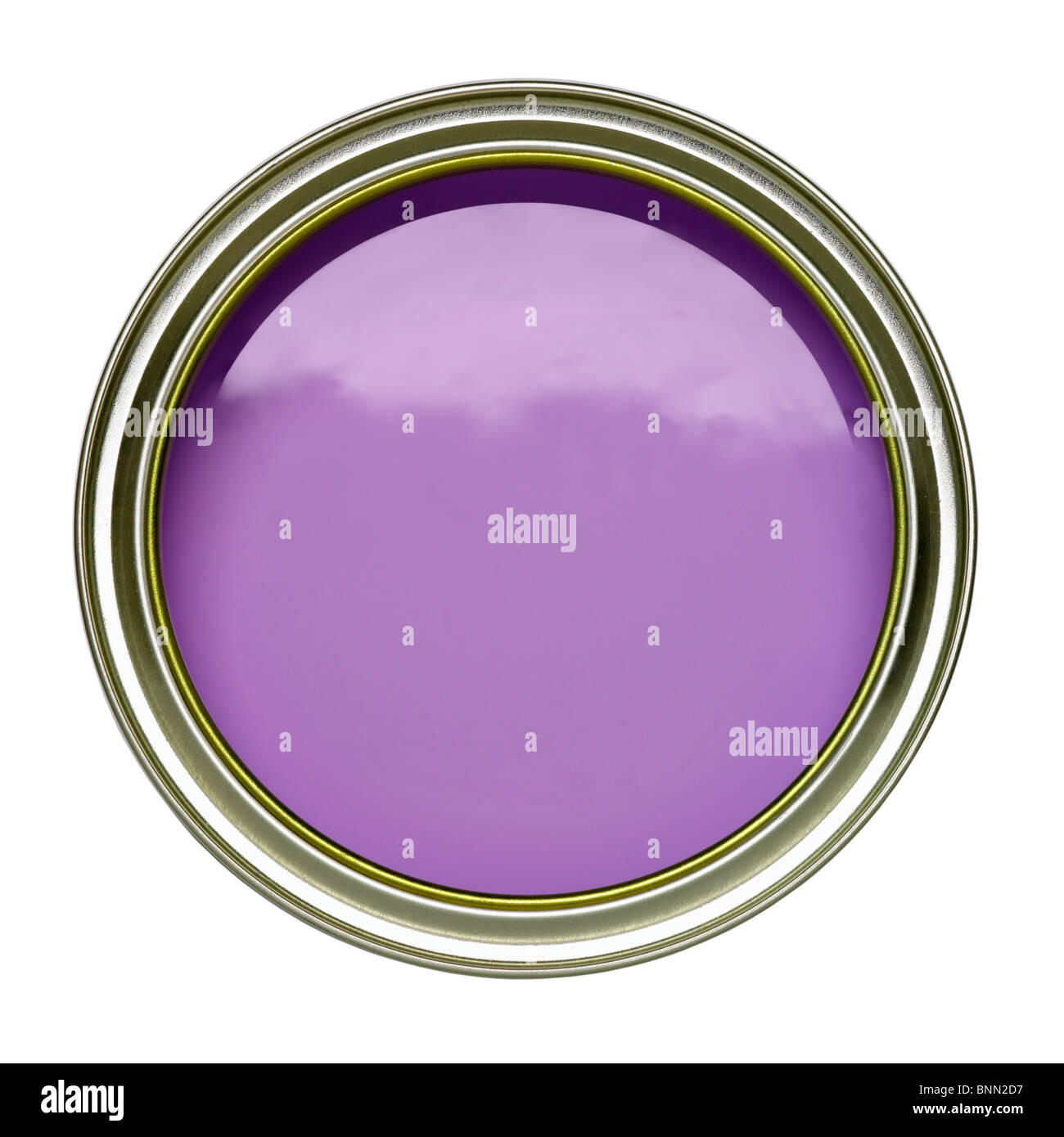 PURPLE LILAC PAINT TIN CAN OPEN Stock Photo