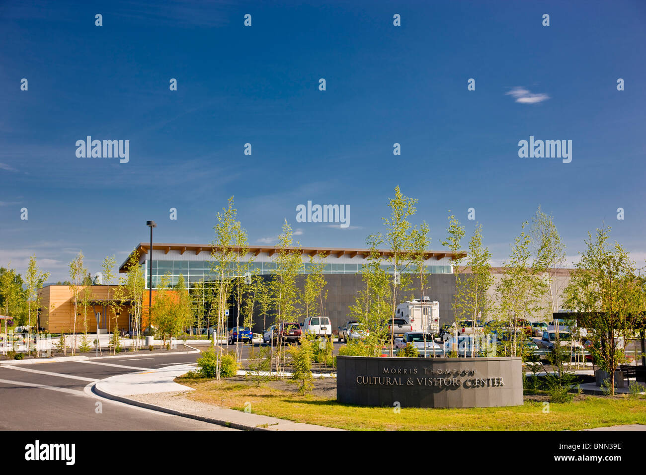 The Morris Thompson Cultural and Visitors Center in downtown Fairbanks, Alaska Stock Photo