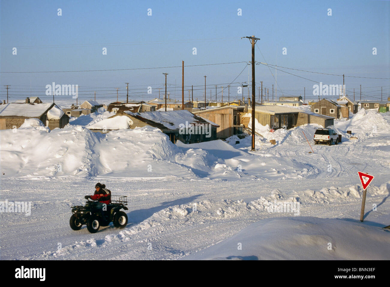 Person Riding an ATV Pt Hope, Arctic Alaska Winter Stock Photo Alamy