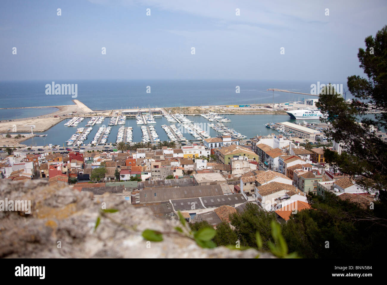 View of Harbour from Old castle 11th & 12th C fortifications overlooking the city of Denia, Spain 106720 Spain10 Stock Photo