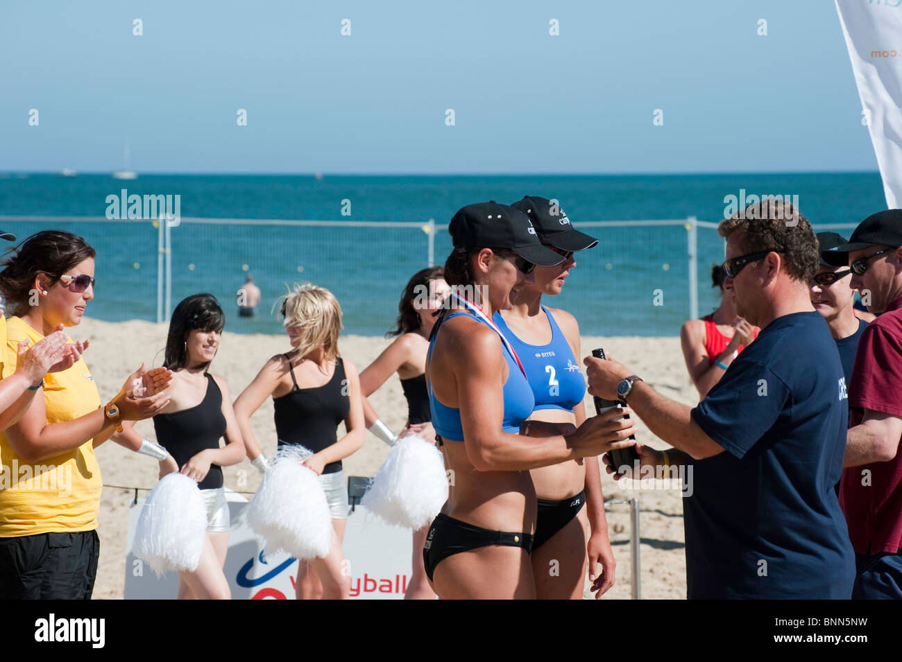 British Open leg of the Volleyball England Beach Tour 2010, held at Sandbanks, Poole. Stock Photo