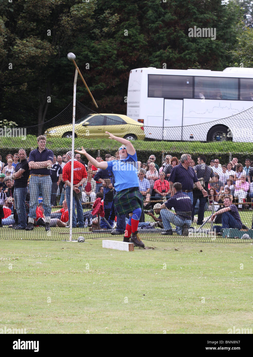 hammer throw St Andrews Highland Games Scotland July 2010 Stock Photo
