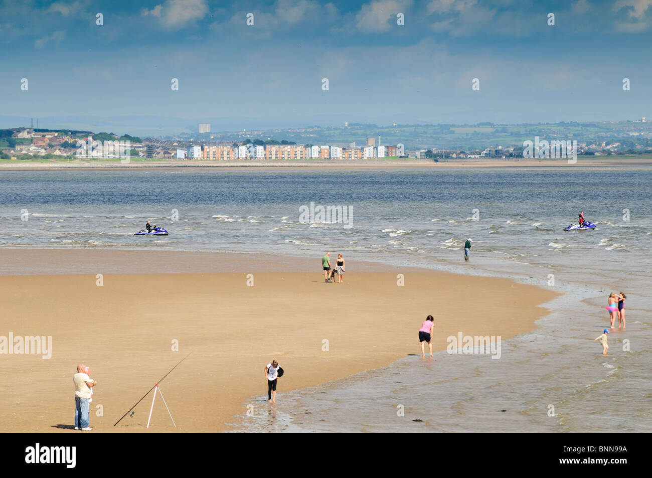 Looking towards Llanelli from The Millennium Coastal park, Burry Port, Carmarthenshire South Wales UK Stock Photo