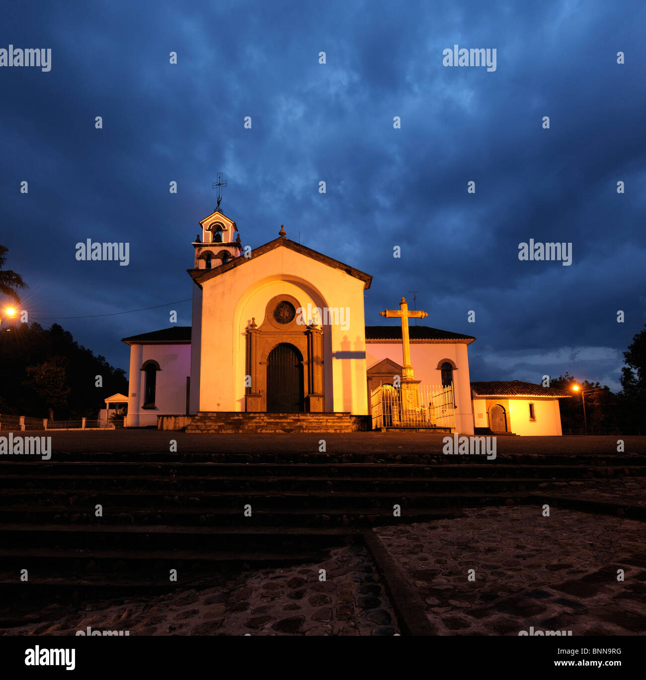 Capilla Belen Chapel Night Historical District Popayan Department Cauca Colombia South America church stairs religion Stock Photo