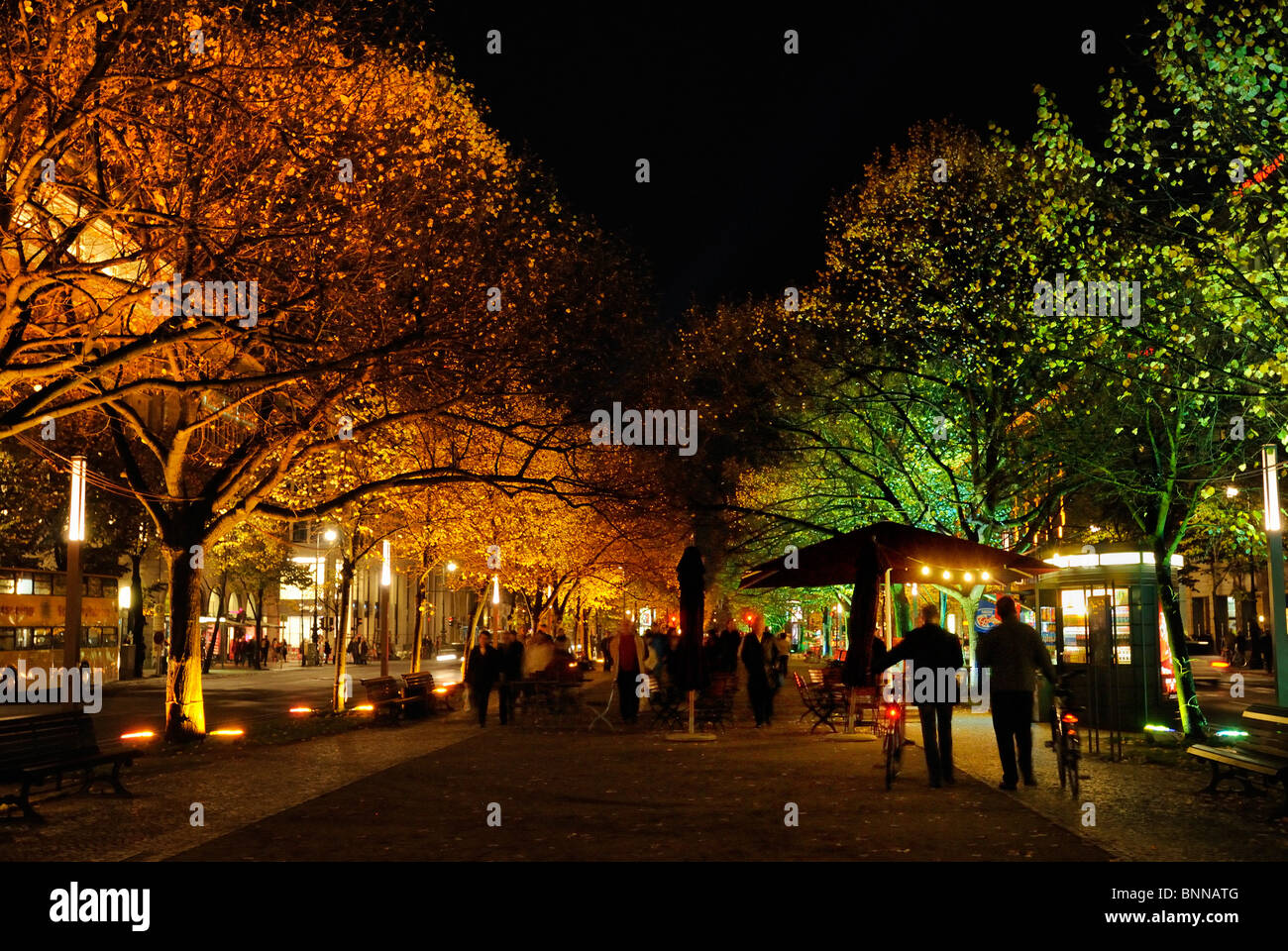 Unter den Linden, avenue, illuminated for the annual Festival of Lights, Mitte district, Berlin, Germany, Europe. Stock Photo