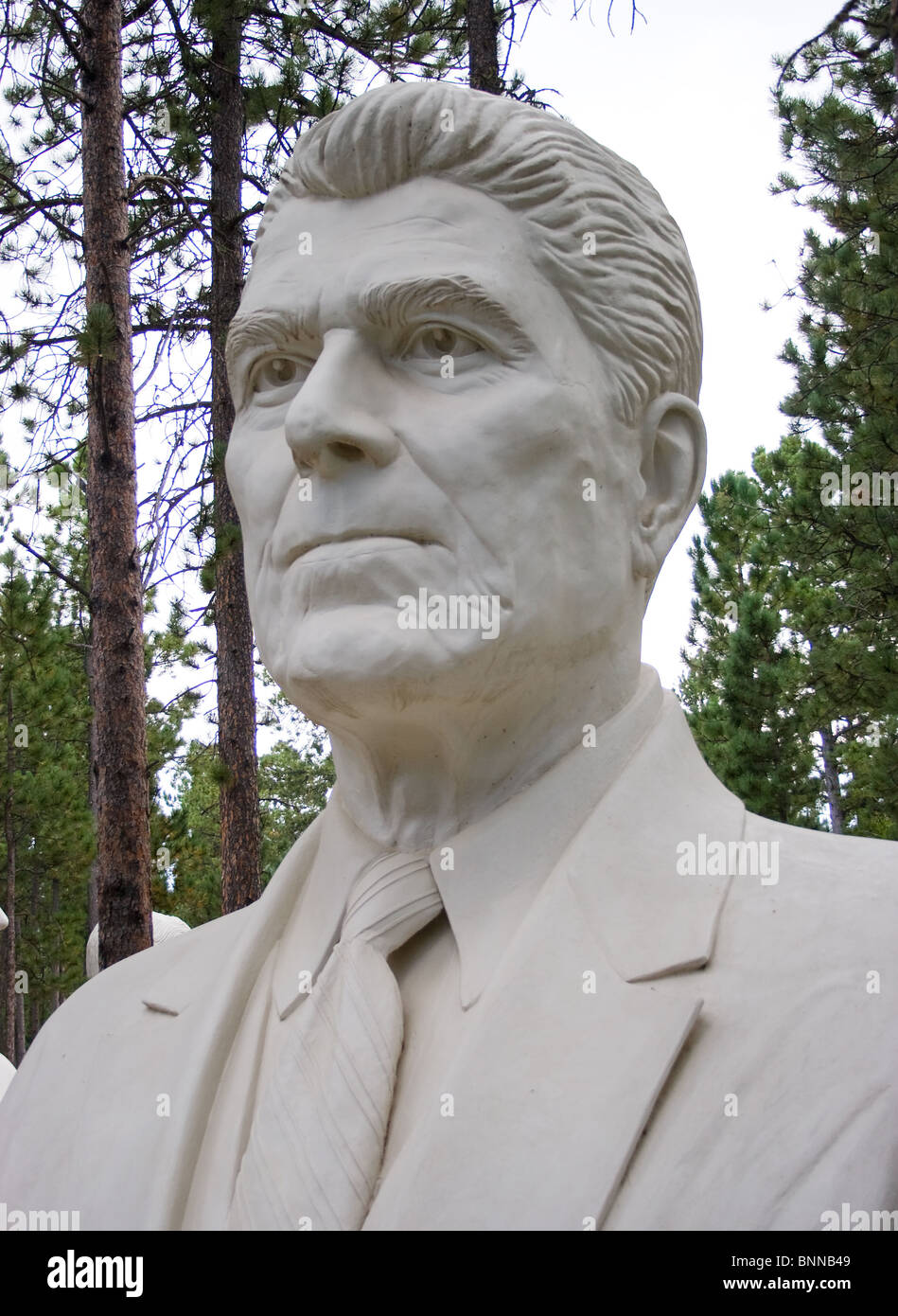 Ronald Reagan bust by sculptor David Adickes at Presidents Park in Lead South Dakota Stock Photo