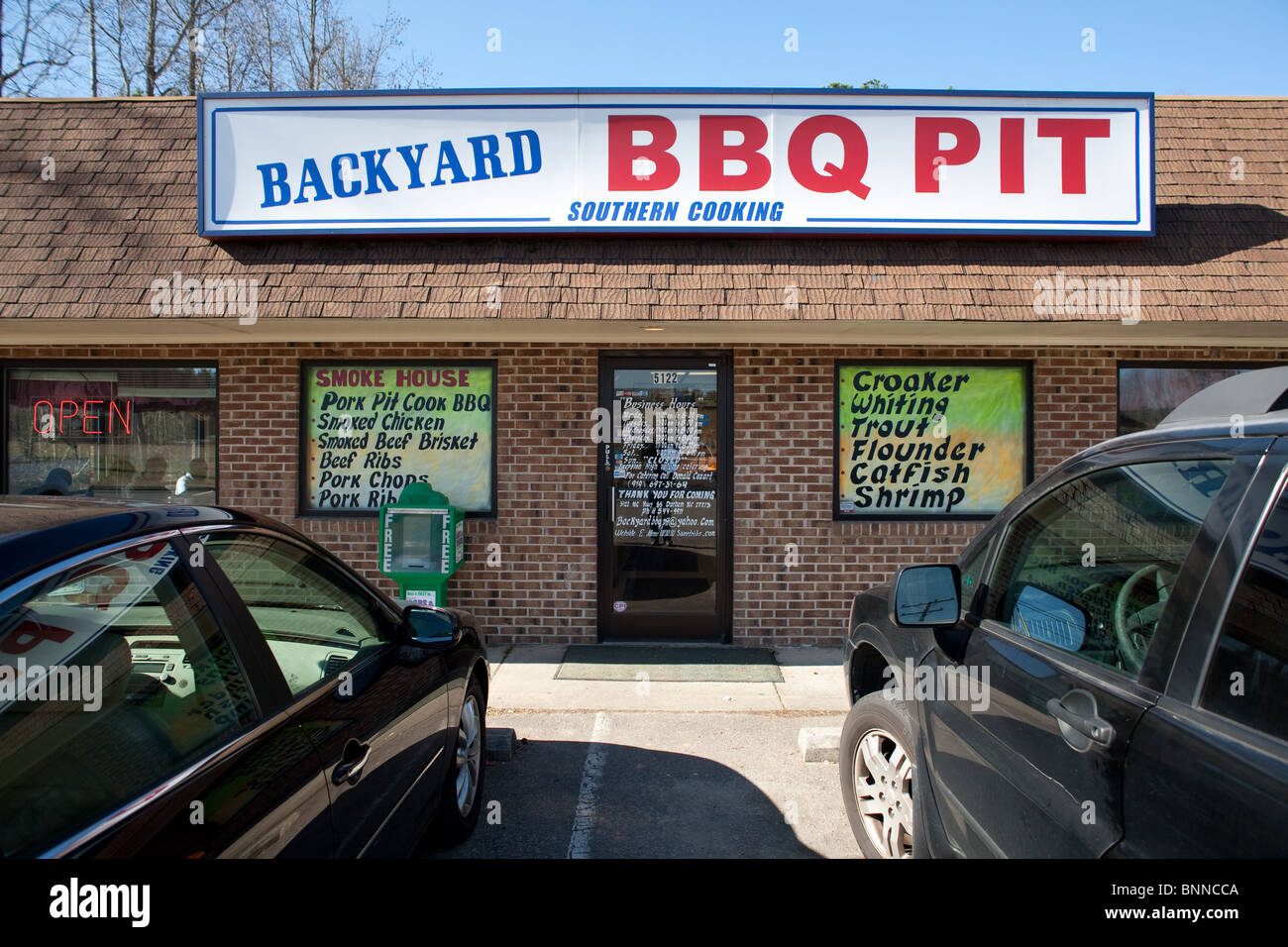 Backyard BBQ Pit restaurant. Southern style BBQ. Stock Photo