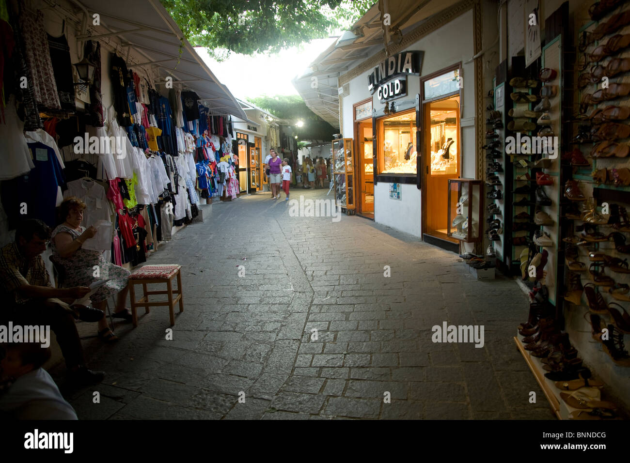 Shopping street, Lindos, Rhodes, Greece Stock Photo Alamy