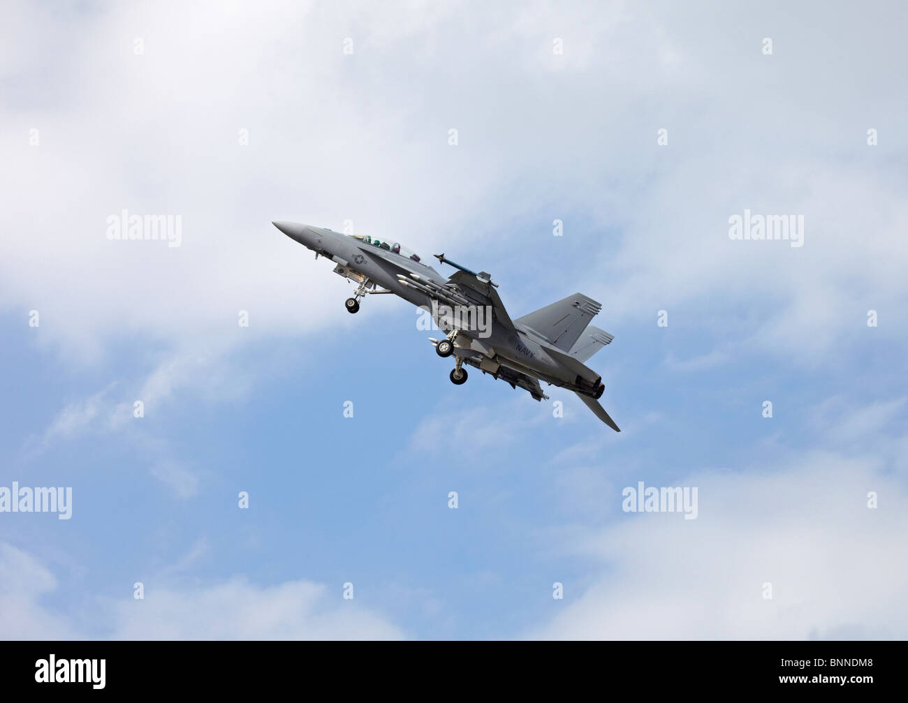 Farnborough Boeing F18E super Hornet take off Stock Photo