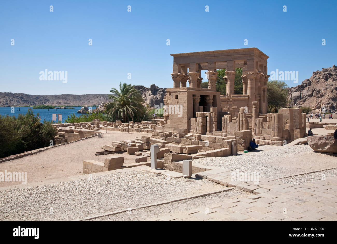 Philae Island with Temple ruins Stock Photo