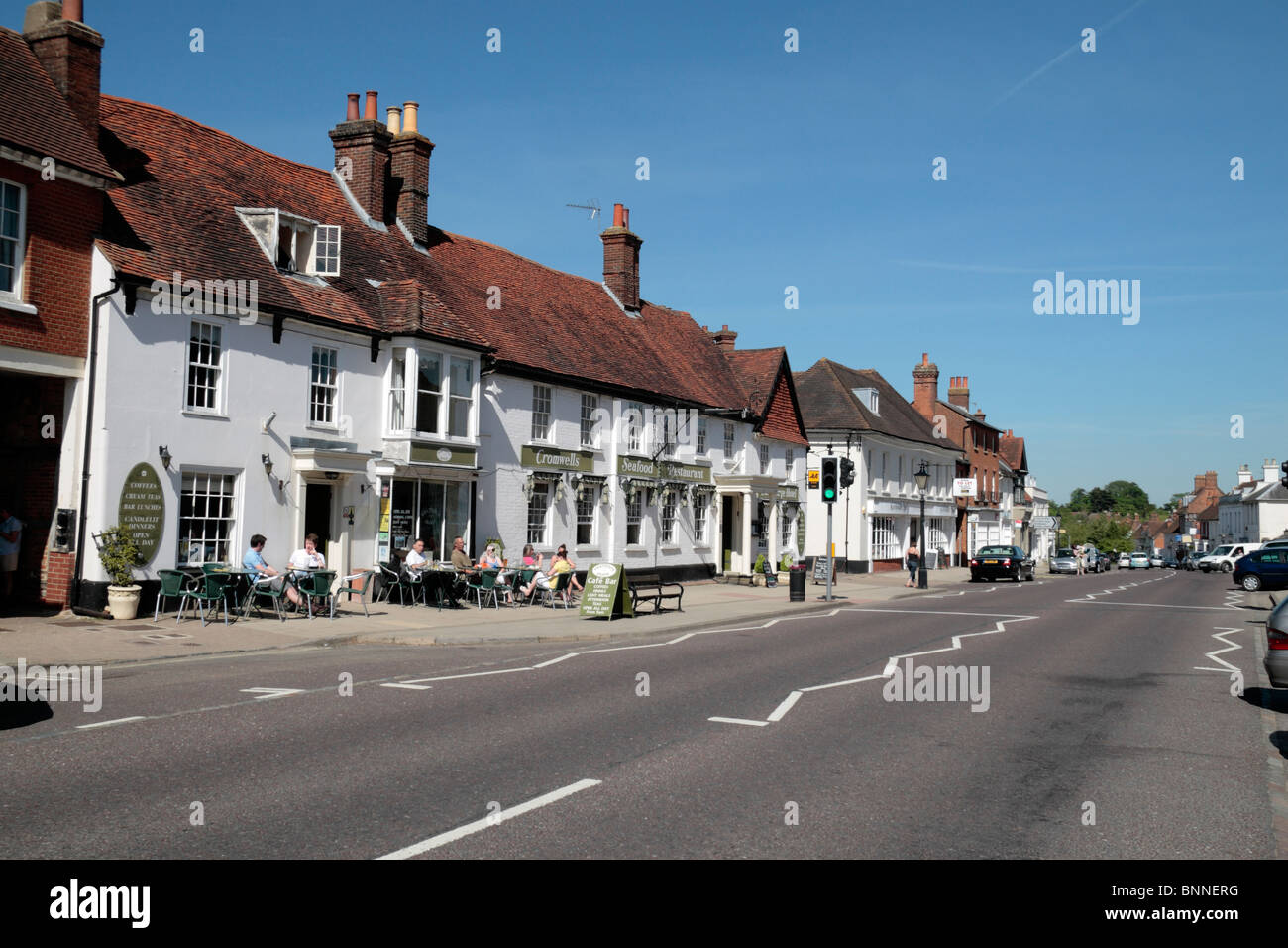 View of Cromwell's Seafood Restaurant on the High Street in Odiham
