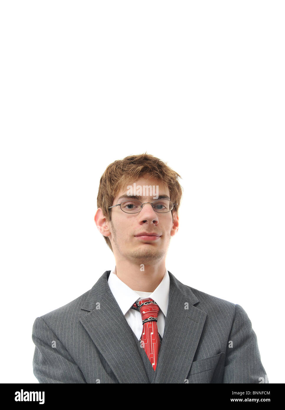 Confident Young Businessman Smiling isolated on white background with ...