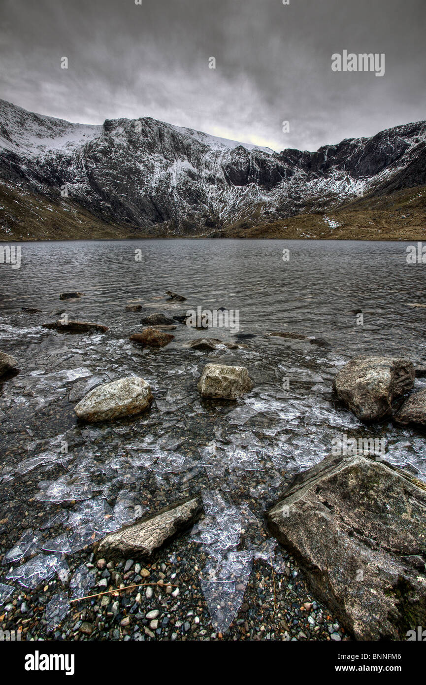 Cwm Idwal and the Devils Kitchen Snowdonia HDR Stock Photo