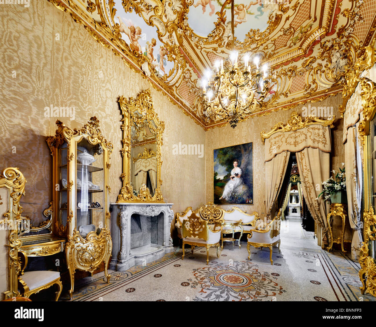 Music or Gold Room Palazzo Parisio, Naxxar, Malta Stock Photo