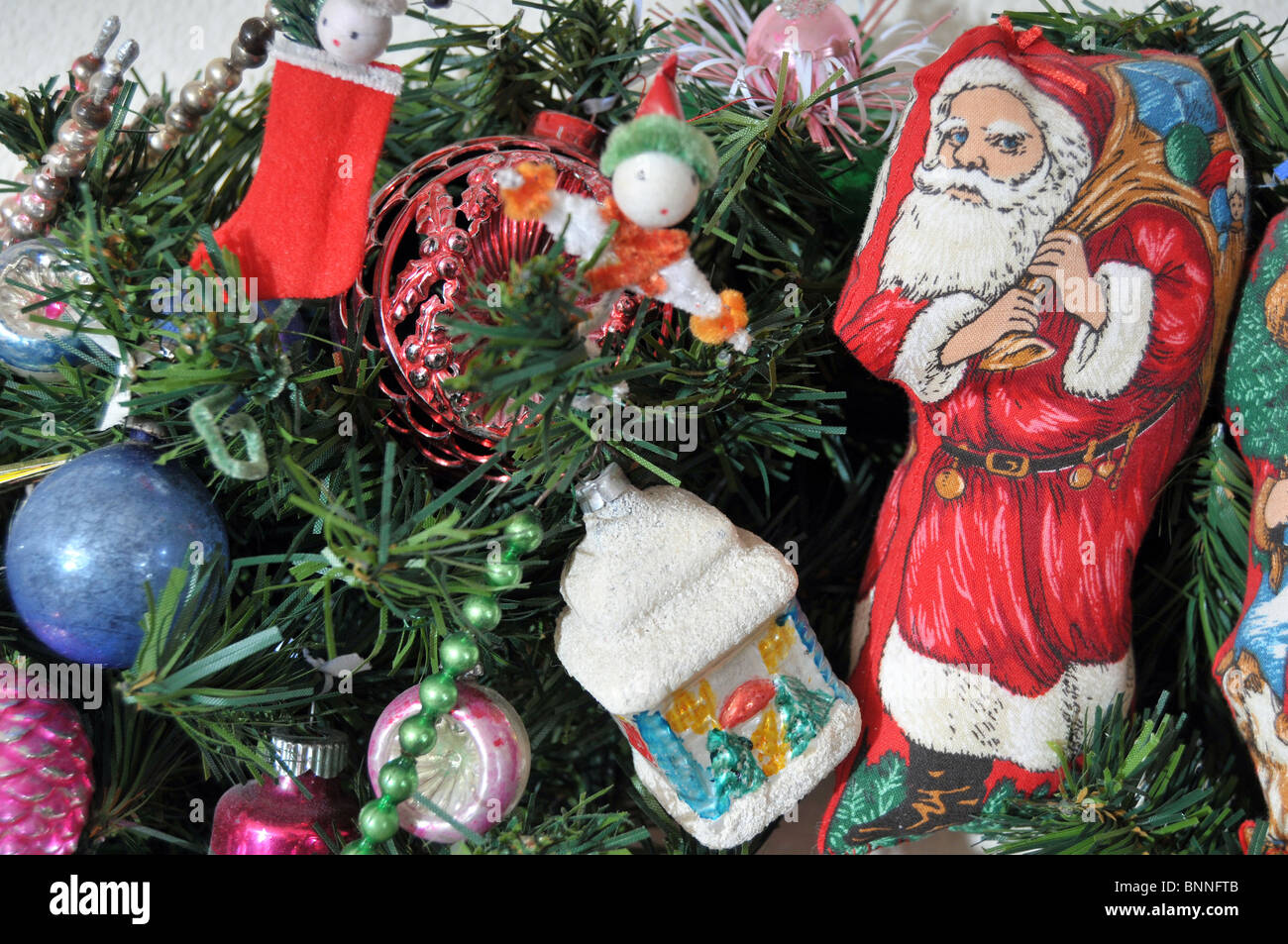 Random christmas assortment background on reif Stock Photo