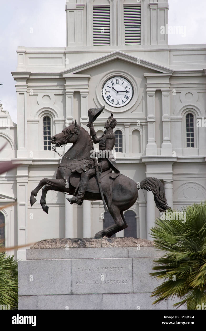 the Place d' Armes was renamed Jackson Square after general Andrew Jackson. Stock Photo