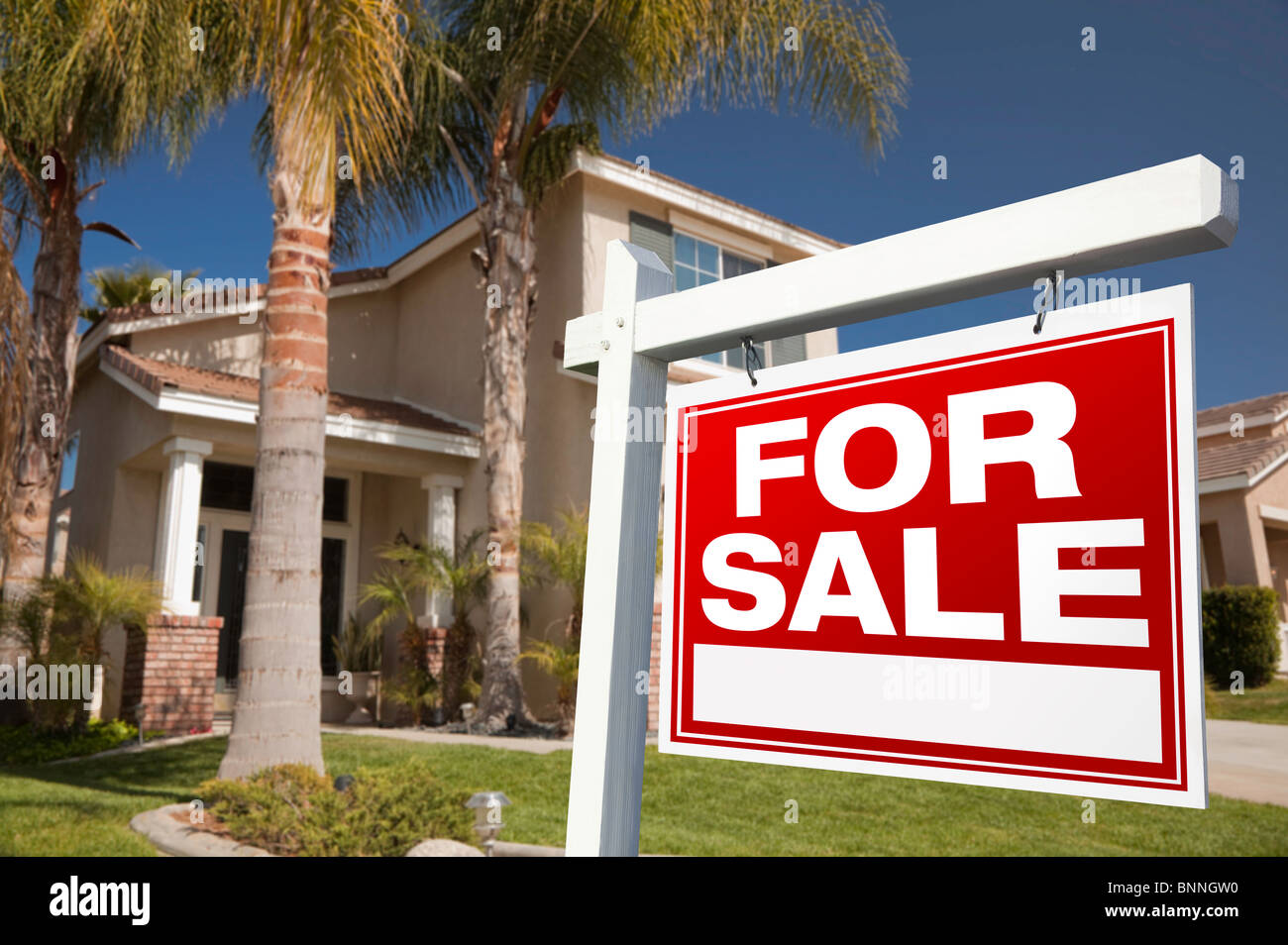 For Sale Real Estate Sign in Front of House Stock Photo - Alamy