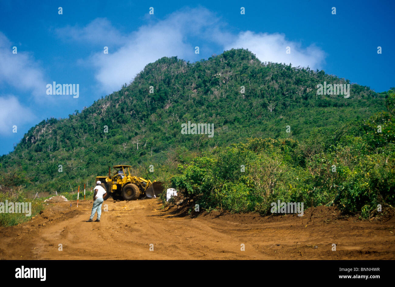 St Eustatius Netherlands Antilles Building New Road In Rainforest Area Stock Photo