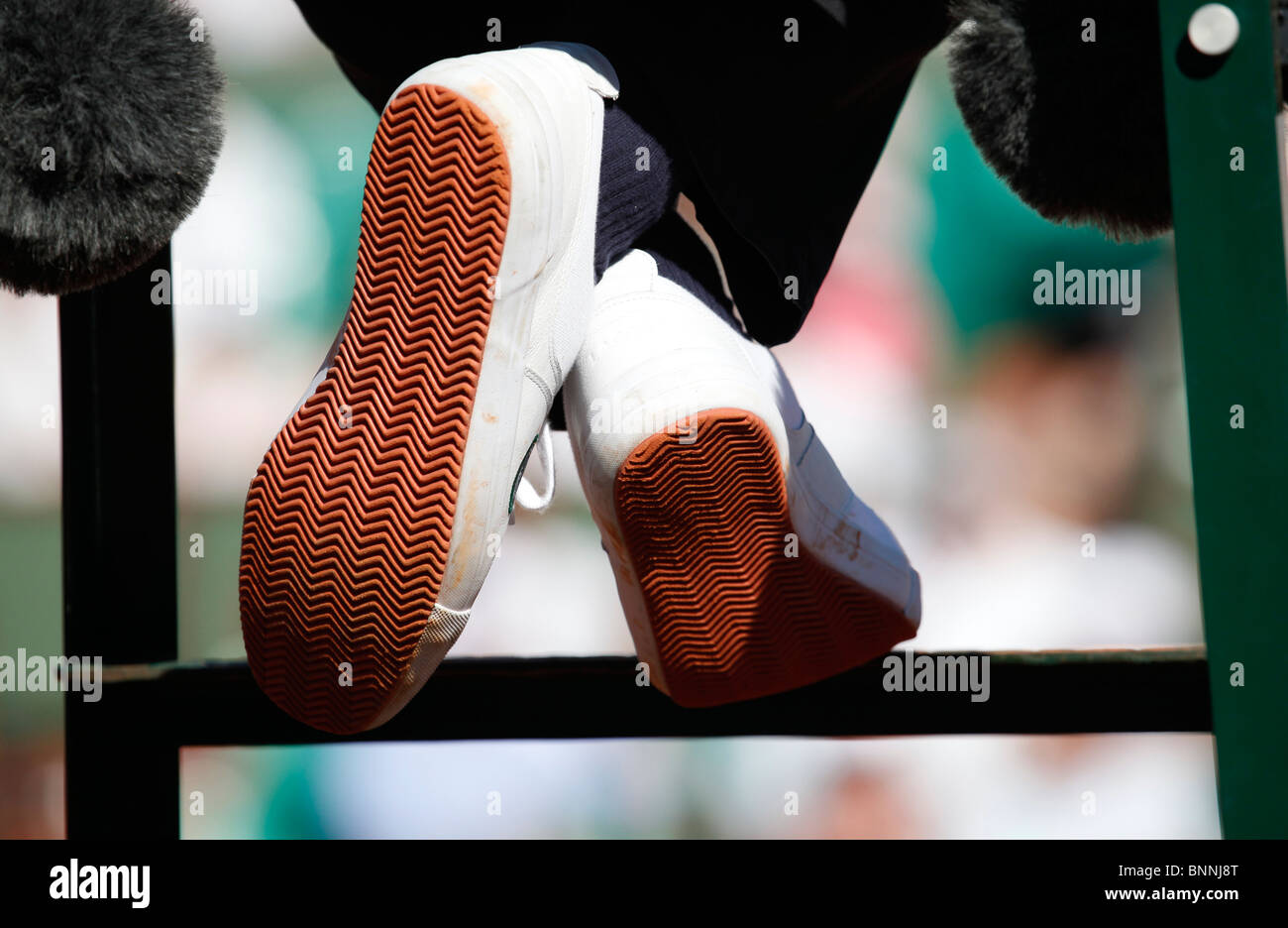 Feet of the chair umpire at the French Open 2010, Roland Garros, Paris