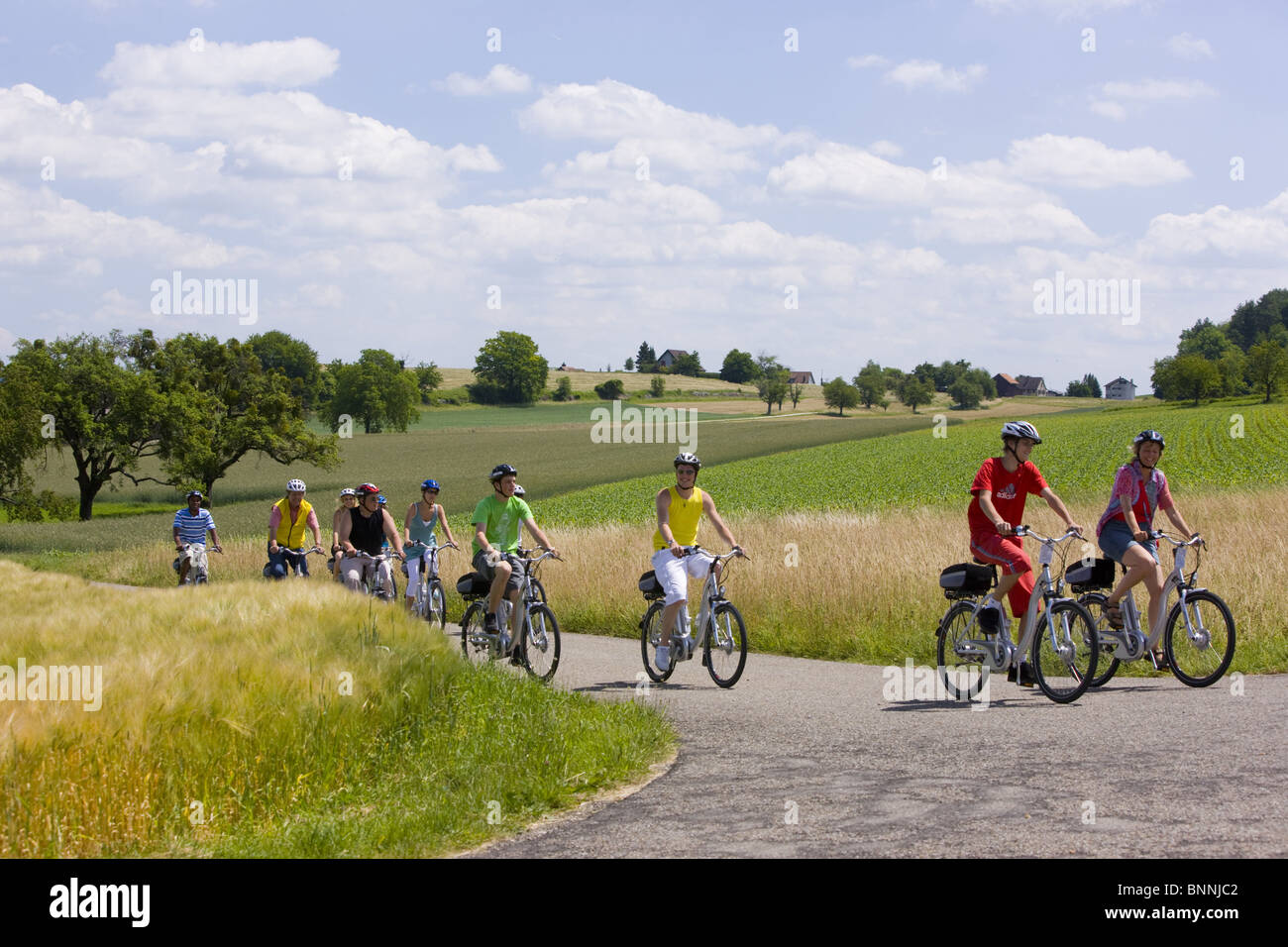Switzerland swiss group ride a bicycle persons bicycle canton Zurich