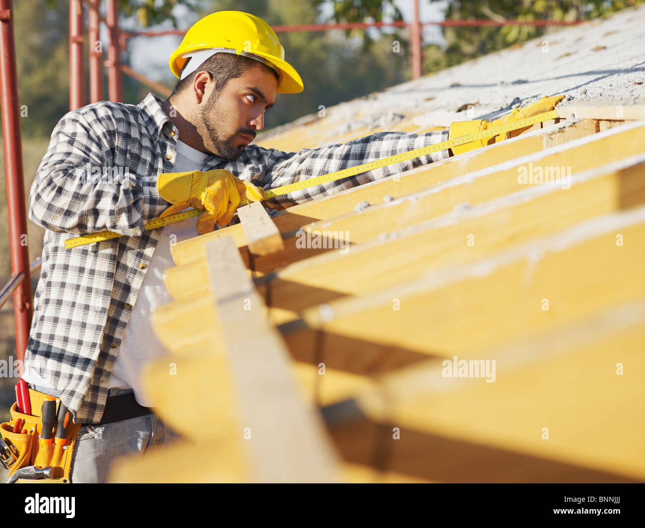 carpenter on roof Stock Photo