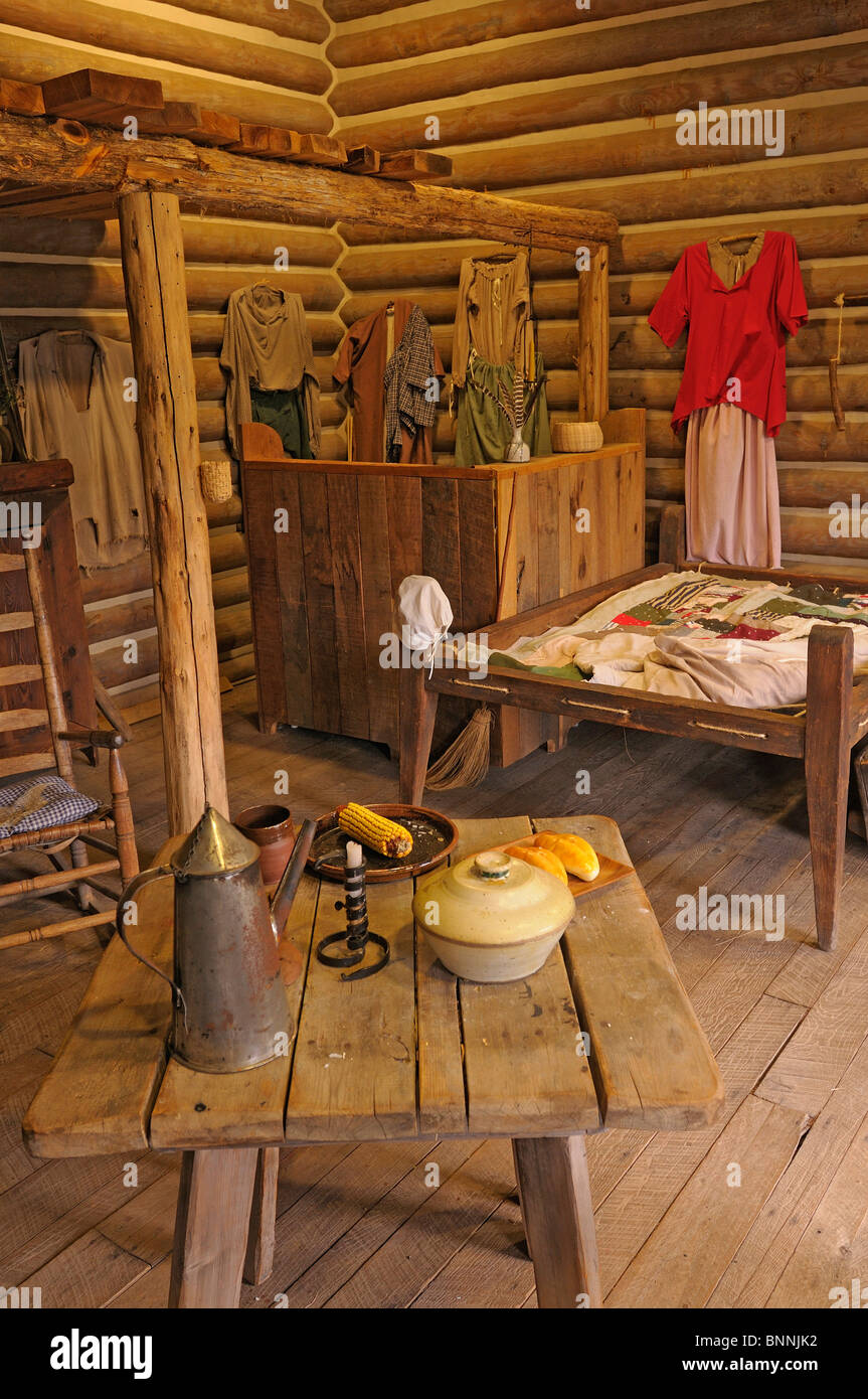 Fort Boonesboroughugh State Park Boonesborough Kentucky USA America United States of America log house interior Stock Photo