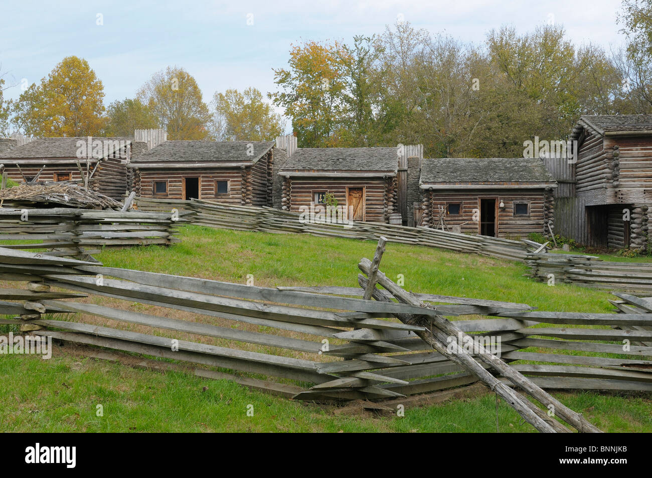 Fort Boonesboroughugh State Park Boonesborough Kentucky USA America United States of America log house fence Stock Photo