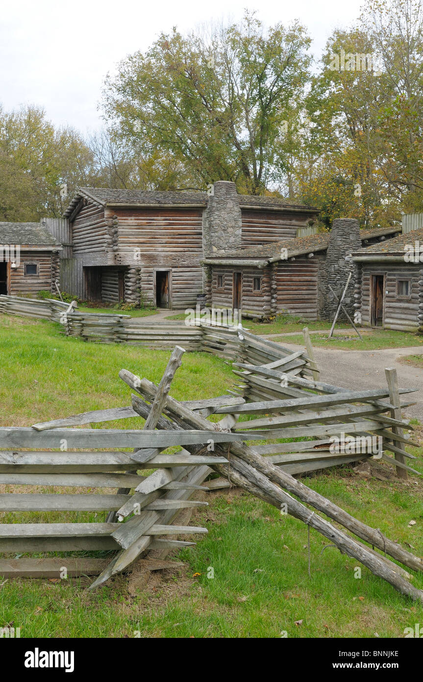 Fort Boonesboroughugh State Park Boonesborough Kentucky USA America United States of America log house fence Stock Photo