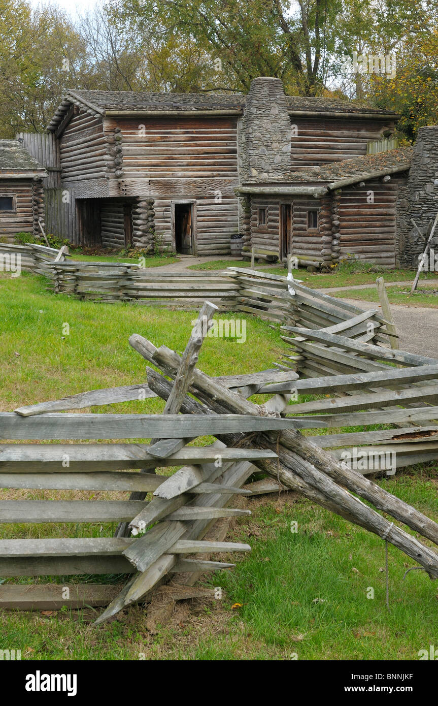 Fort Boonesboroughugh State Park Boonesborough Kentucky USA America United States of America log house fence Stock Photo