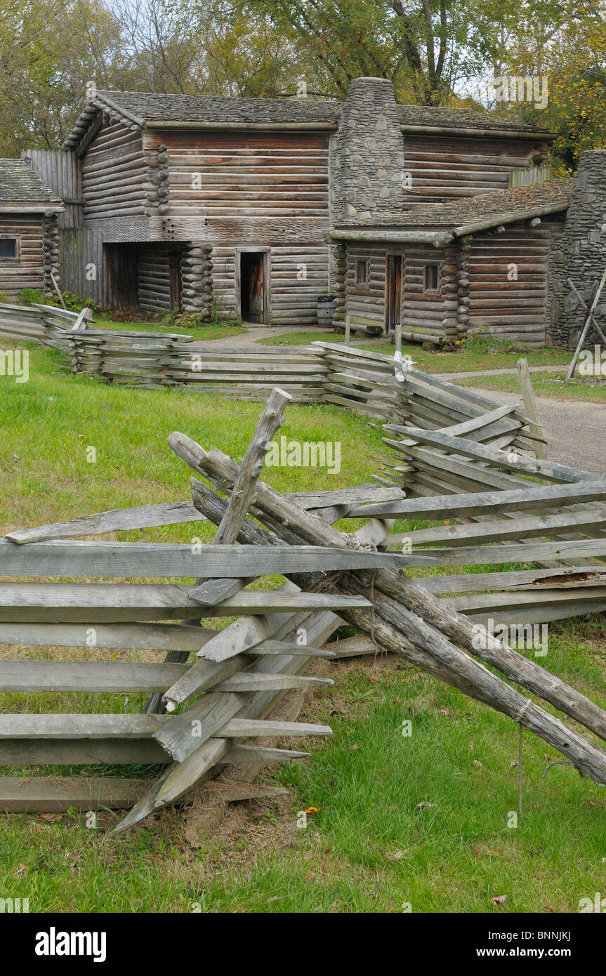 Fort Boonesboroughugh State Park Boonesborough Kentucky USA America United States of America log house fence Stock Photo