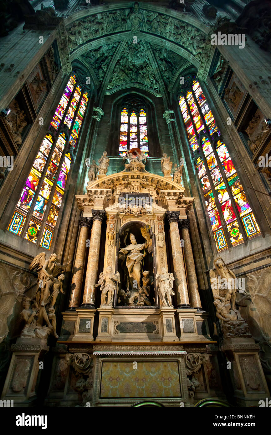 The amazing interior of the cathedral in Milan Stock Photo