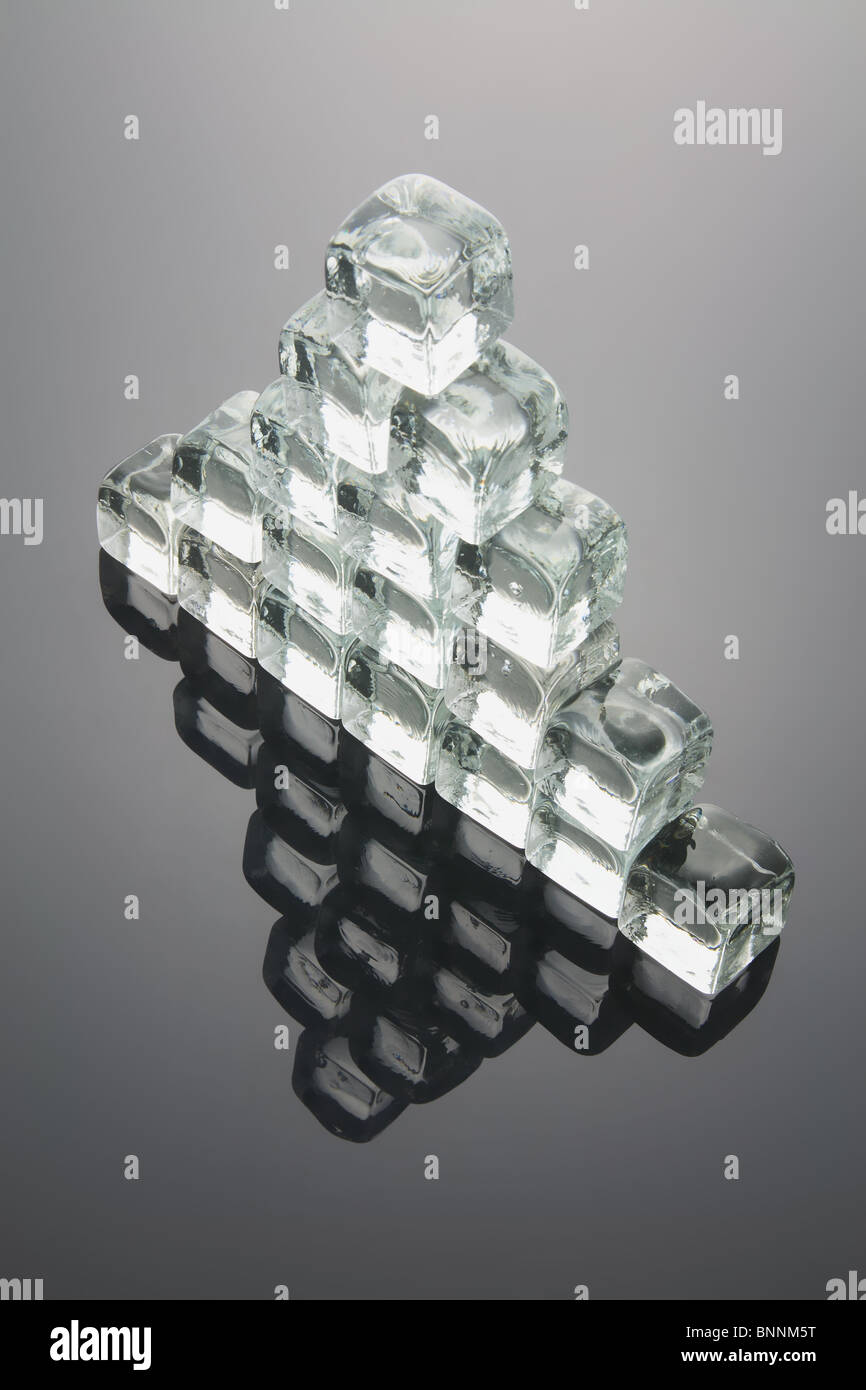 Pyramid Formed by Ice Cubes Stock Photo