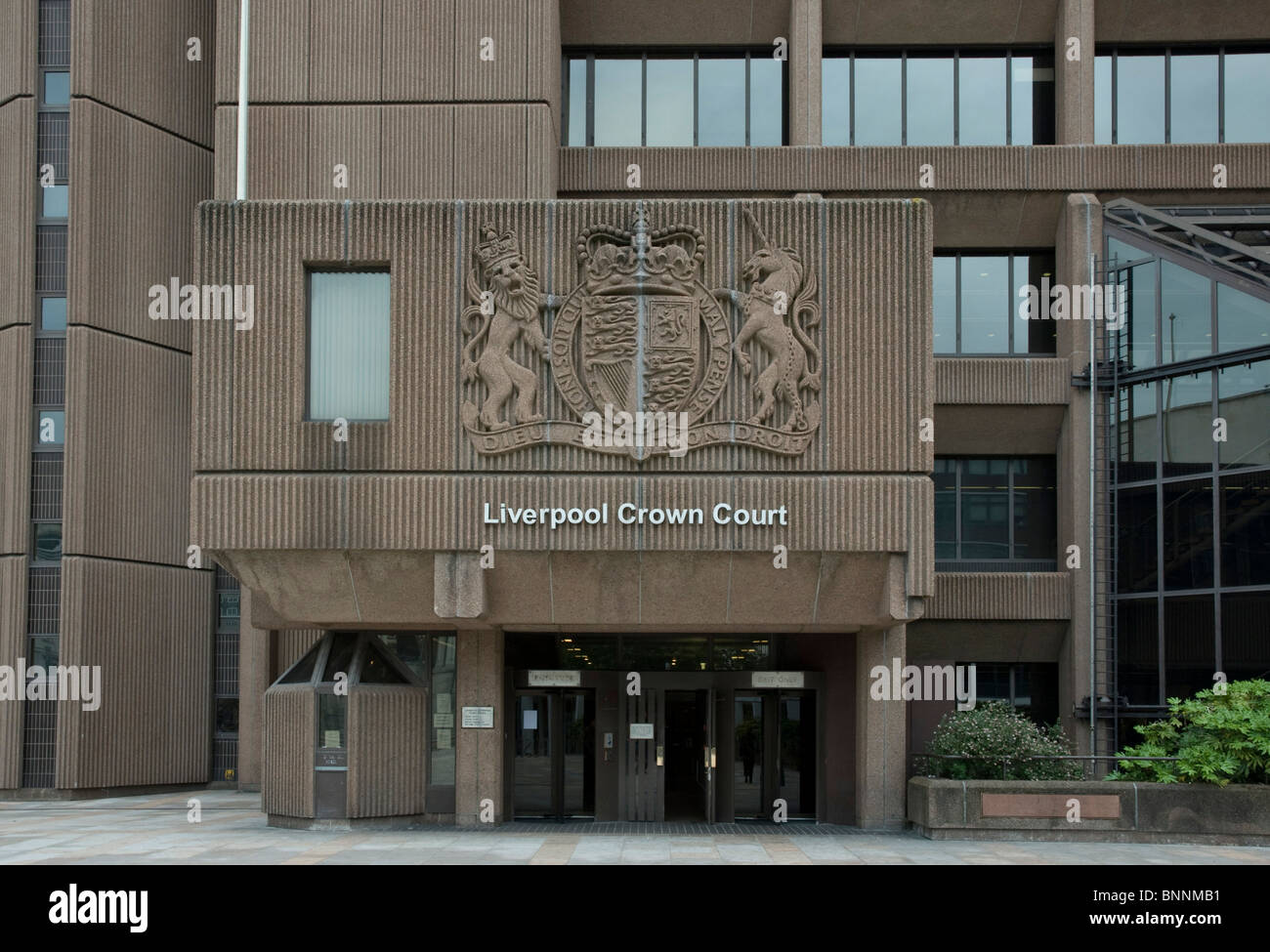 Liverpool Crown Court entrance straight on Stock Photo