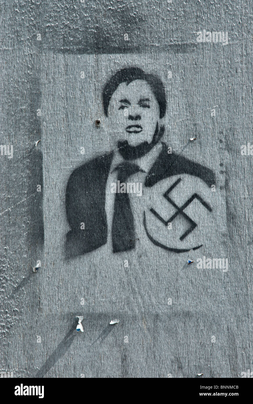 Nick Griffin graffitti spray image with Nazi symbol Stock Photo