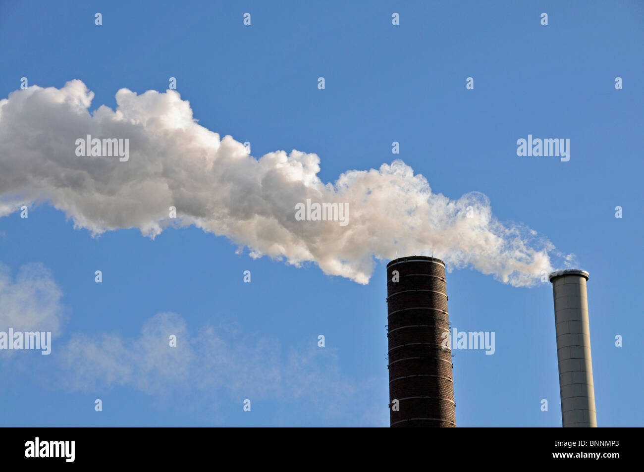 Exhaust air chimneys outside outdoor chemistry chemistry factory chemical industry chemistry work chemical industry Degussa Stock Photo