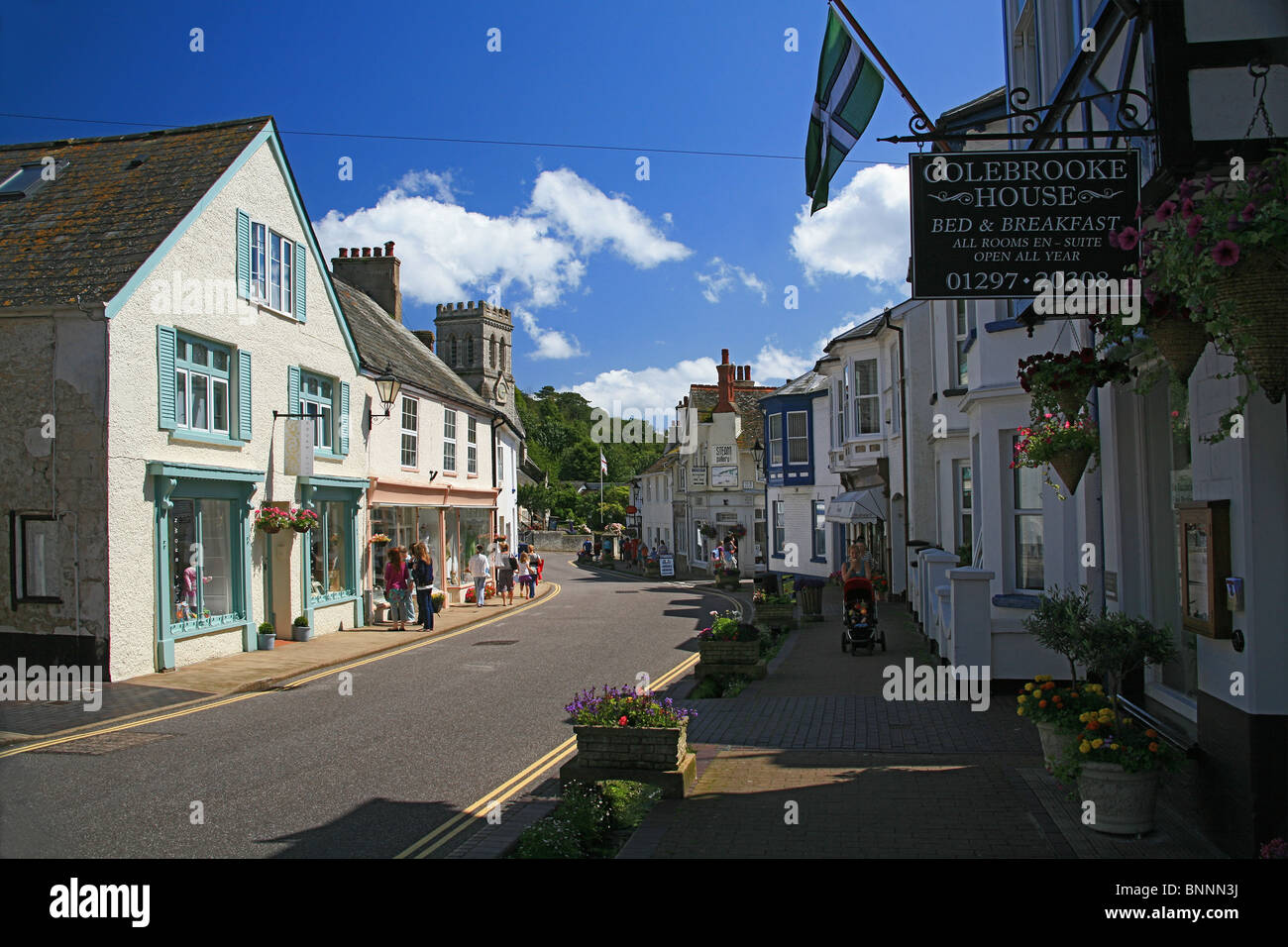 Shops and houses on Fore Street in Beer, Devon, England, UK Stock Photo Alamy