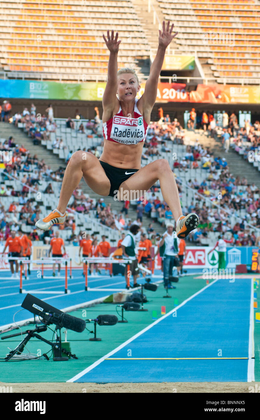 July 28th at the 2010 Barcelona European Athletics Championships (Long Jump women gold medal Ineta Radevica) Stock Photo