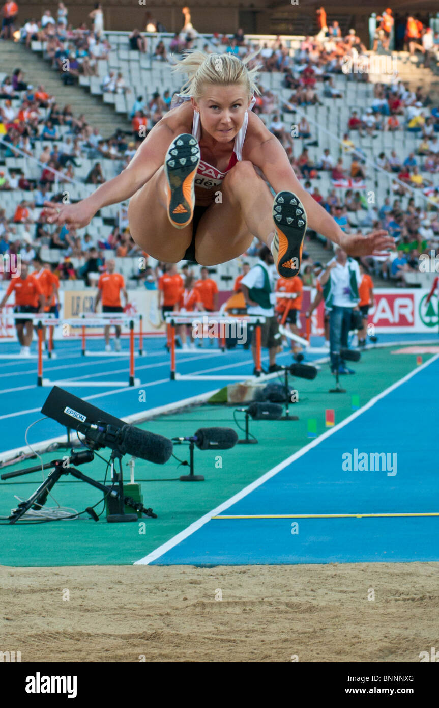 July 28th at the 2010 Barcelona European Athletics Championships (Long Jump women gold medal Ineta Radevica) Stock Photo