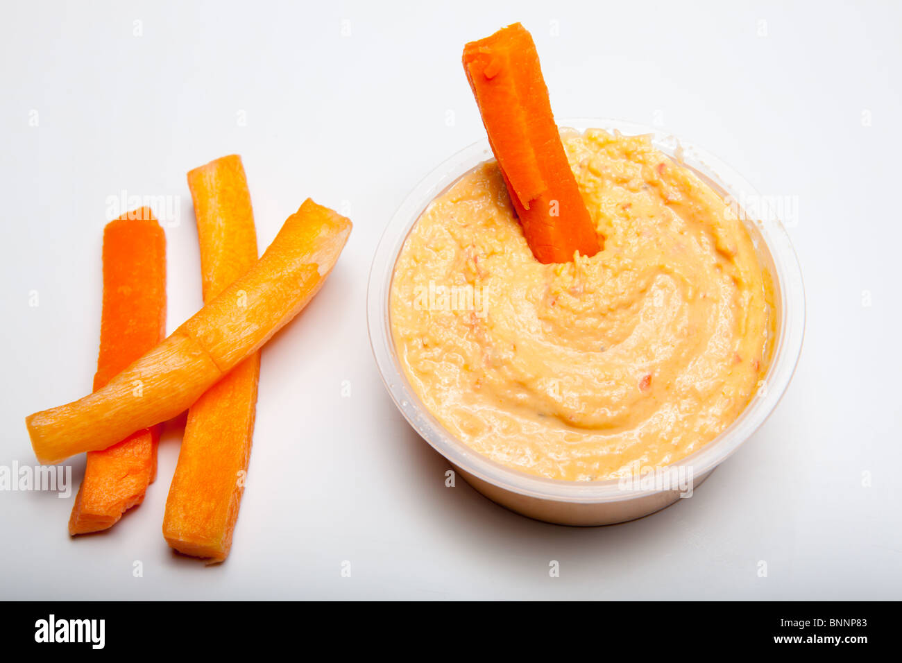 Carrot batons / crudites and dip Stock Photo Alamy