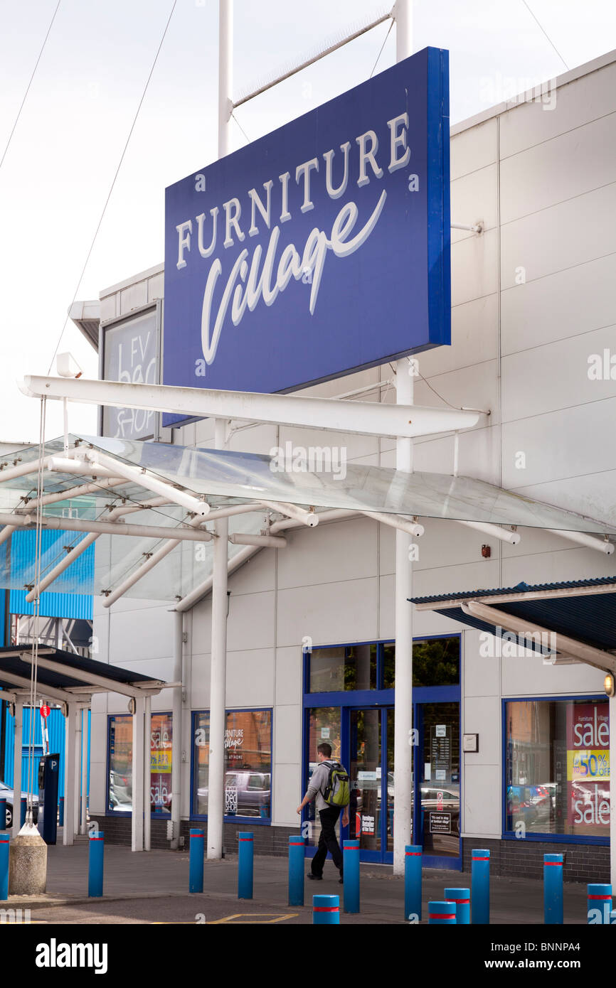 Furniture Village entrance to store and company logo sign at West Quay, Southampton Stock Photo