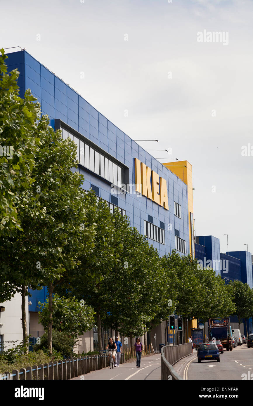 Ikea entrance to store and company logo sign at West Quay, Southampton Stock Photo